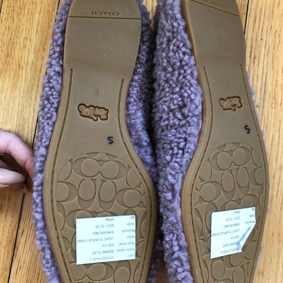 New*Coach light purple shearling flats - Picture 6 of 6